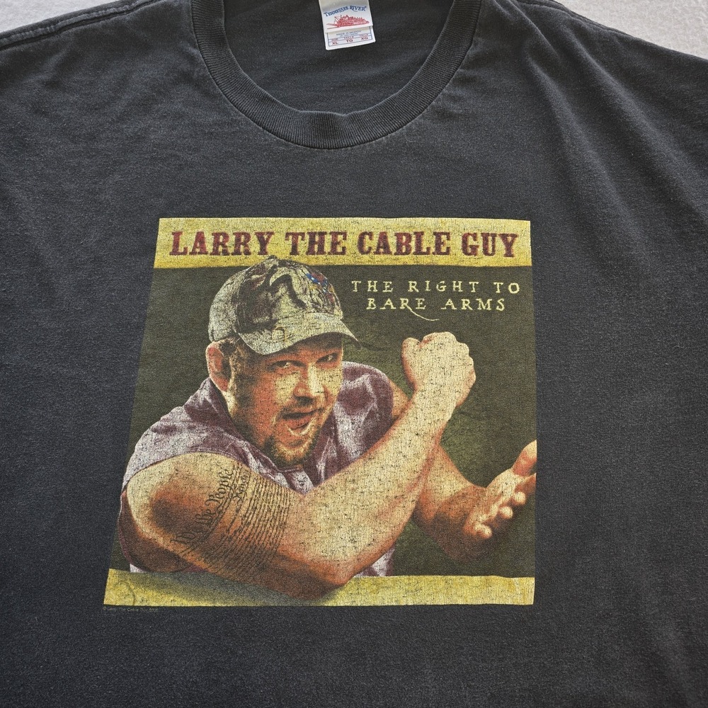 Vtg Larry The Cable Guy Shirt XL Right To Bare Arms Comedy Y2K Tennessee River